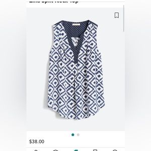 NWT Skies are Blue brand Split neck top.  Navy and white. 2X